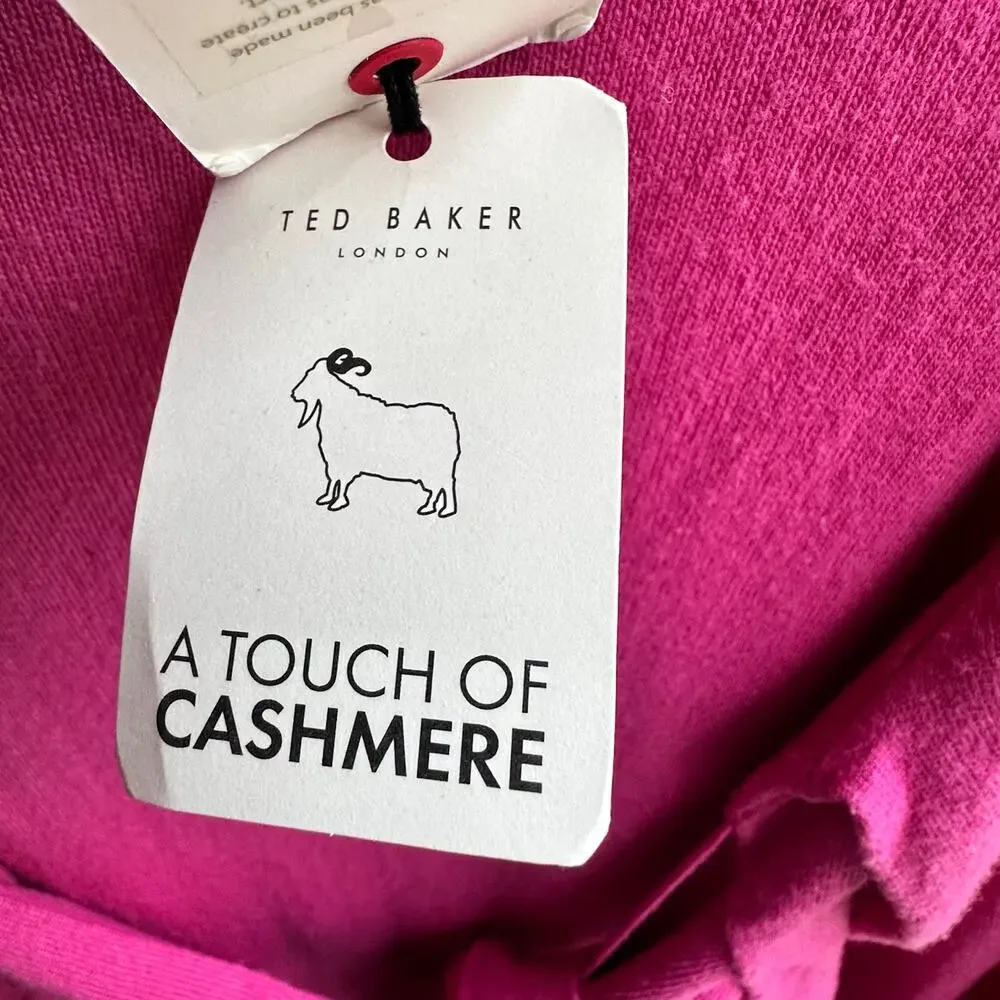Ted Baker Essya Slouchy Tie Front Knit Midi Dress Cashmere Blend NWT